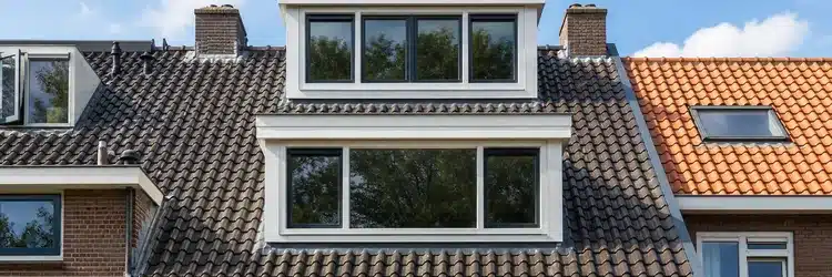 Gestapelde dubbele dakkapel op een woning met schuin dak